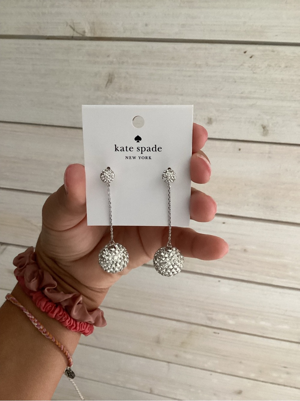 kate spade Kids Crystal Ball Drop Earrings in Silver